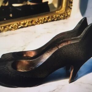 Nina Black Textured Heels